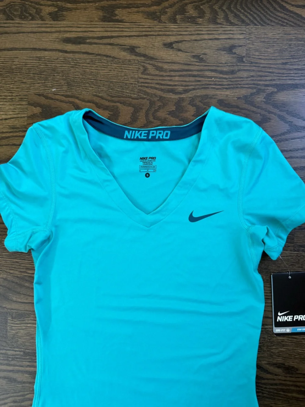 Nike Pro Women's V-Neck Performance Shirt - Teal Blue - Picture 2 of 5